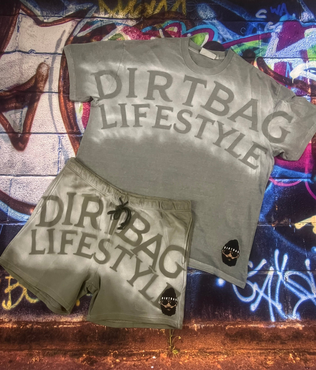 Dirtbag Green Graffiti Short set